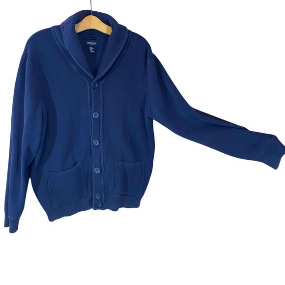 British Khaki Shawl Collar Cardigan Sweater Navy Blue Men’s XL 100% Cotton - Picture 1 of 8